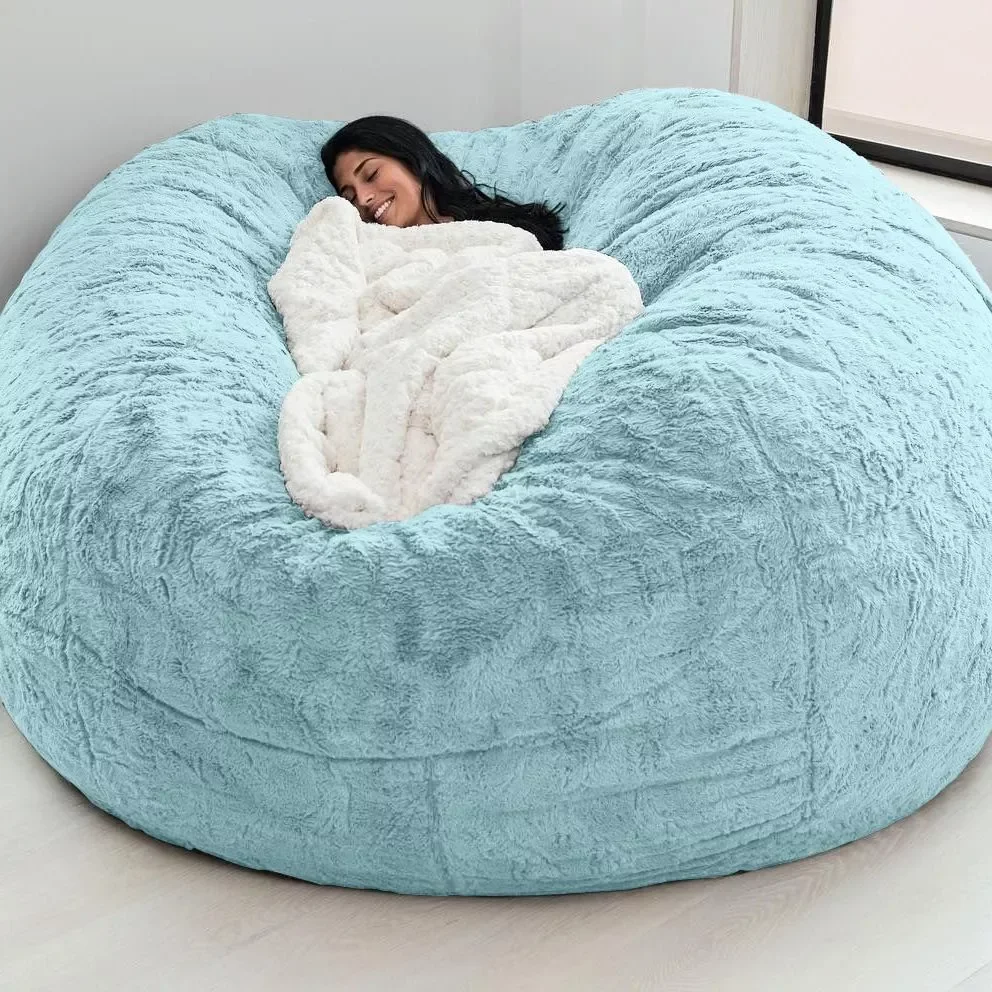 Removable and Washable Fur Cover for Lazy Sofa, Warm Cover for Bed Bean Bag, Comfortable Living Room Furniture, 7FT, 183x90cm