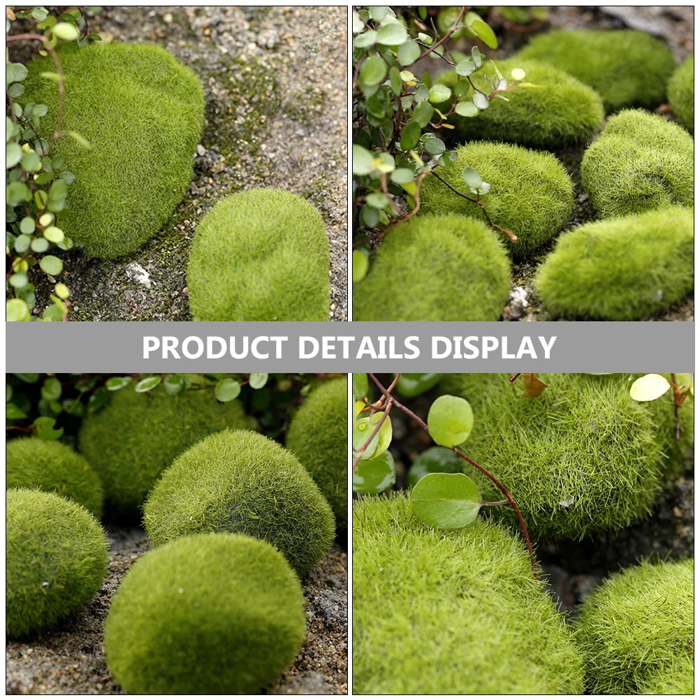 

5pcs Artificial Moss Stones Flocking Foam Realistic Garden Landscape Ornament Decor For Bonsai Fish Tank Yard Micro Moss