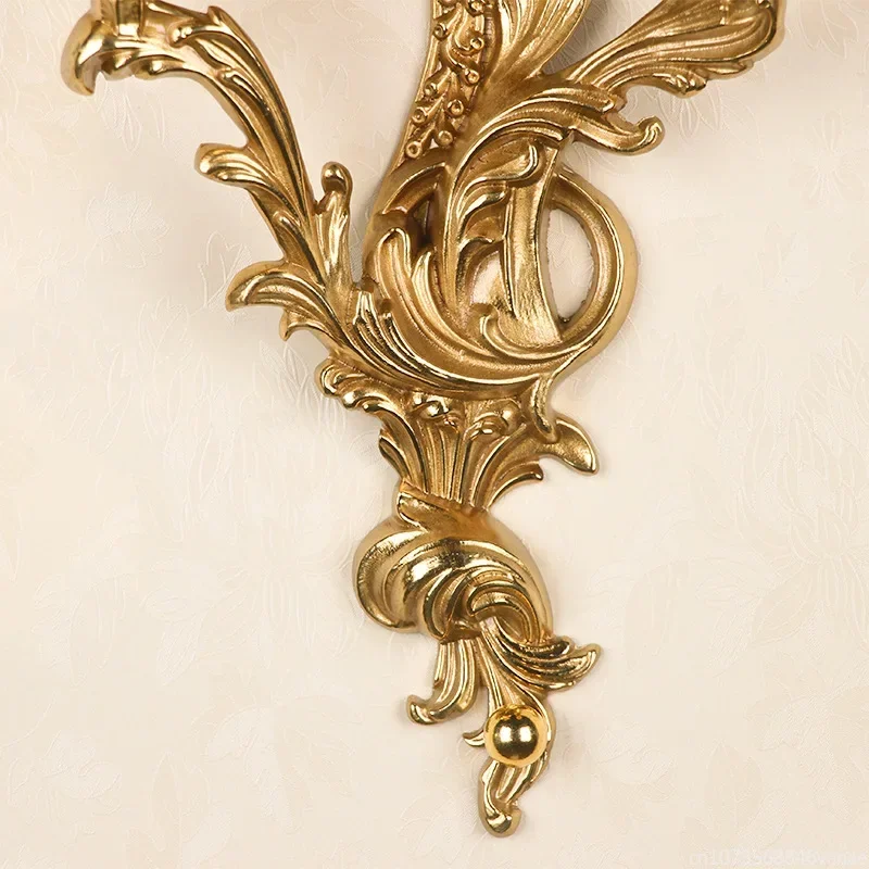 2026French style 2 heads/3 heads copper candle lamp hotel club palace villa retro interior lighting bedroom bedside wall lamps