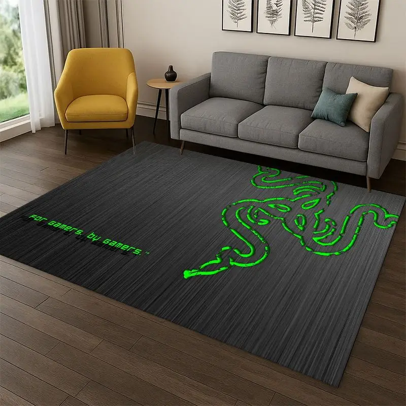 classic Razer Logo Game Snake Cartoon Carpet Rug for Bedroom Living Room Sofa Playroom Doormat Home Decor,Kid Area Rug Non-slip