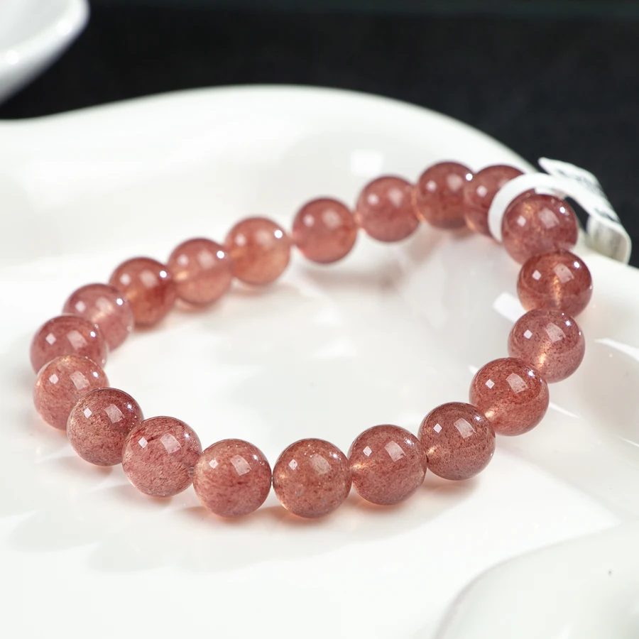 TIMESWIND أصيلة 7A-نوع الفراولة كريستال الوردي 10 مللي متر مطرز محظوظ الحب المرأة سوار غرامة مجوهرات مع شهادة