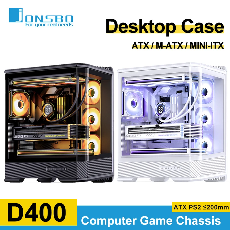 Jonsbo D400  ATX Seaview Room Case  M-ATX MINI-ITX Desktop Office Chassis  Support Power Supply ATX PS2 10 Fan Slots PC Case