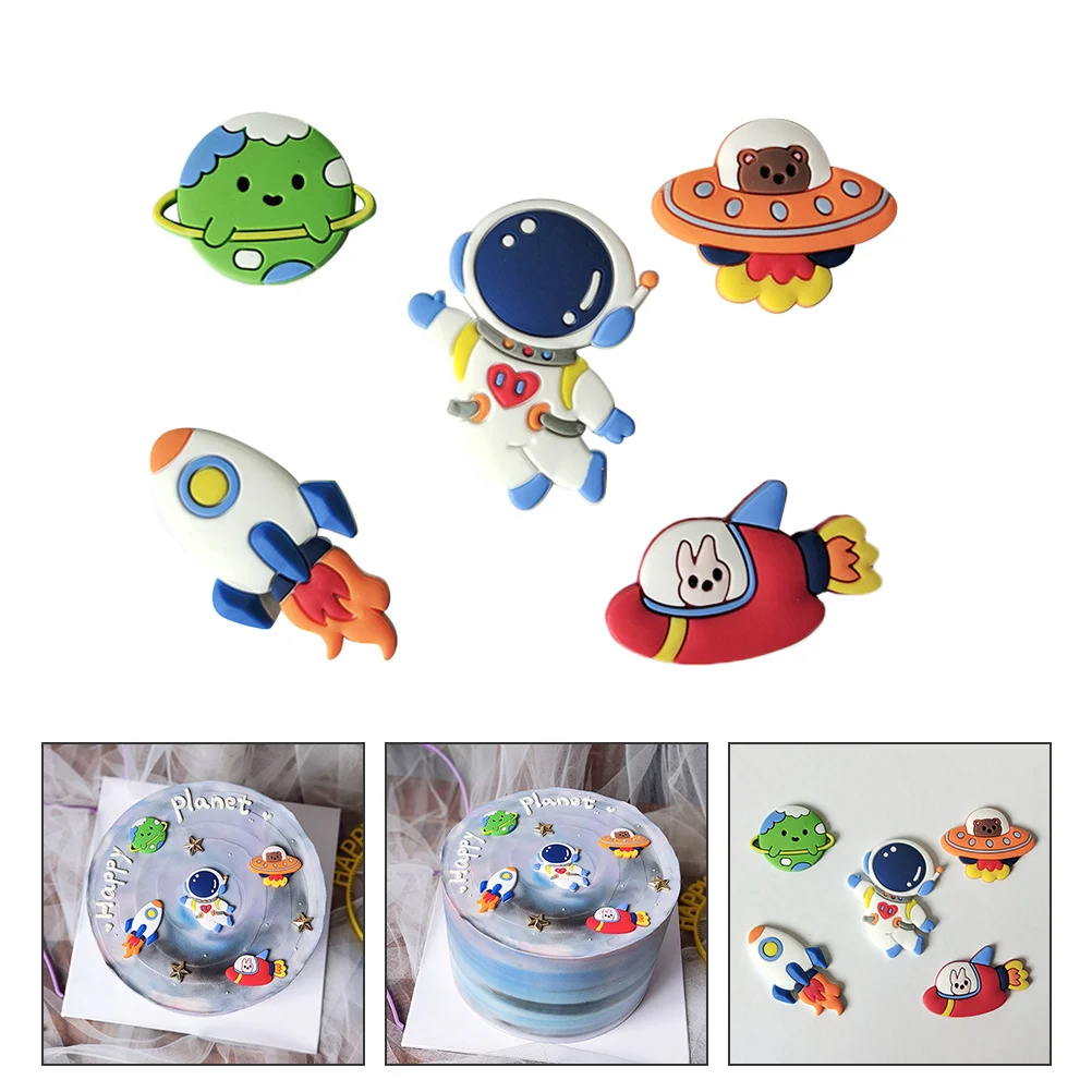 15 pezzi di decorazioni per torte nello spazio esterno, adorabili ornamenti per astronauti per matrimoni di compleanno, oggetti di scena per foto, ornamenti per torte nello spazio esterno