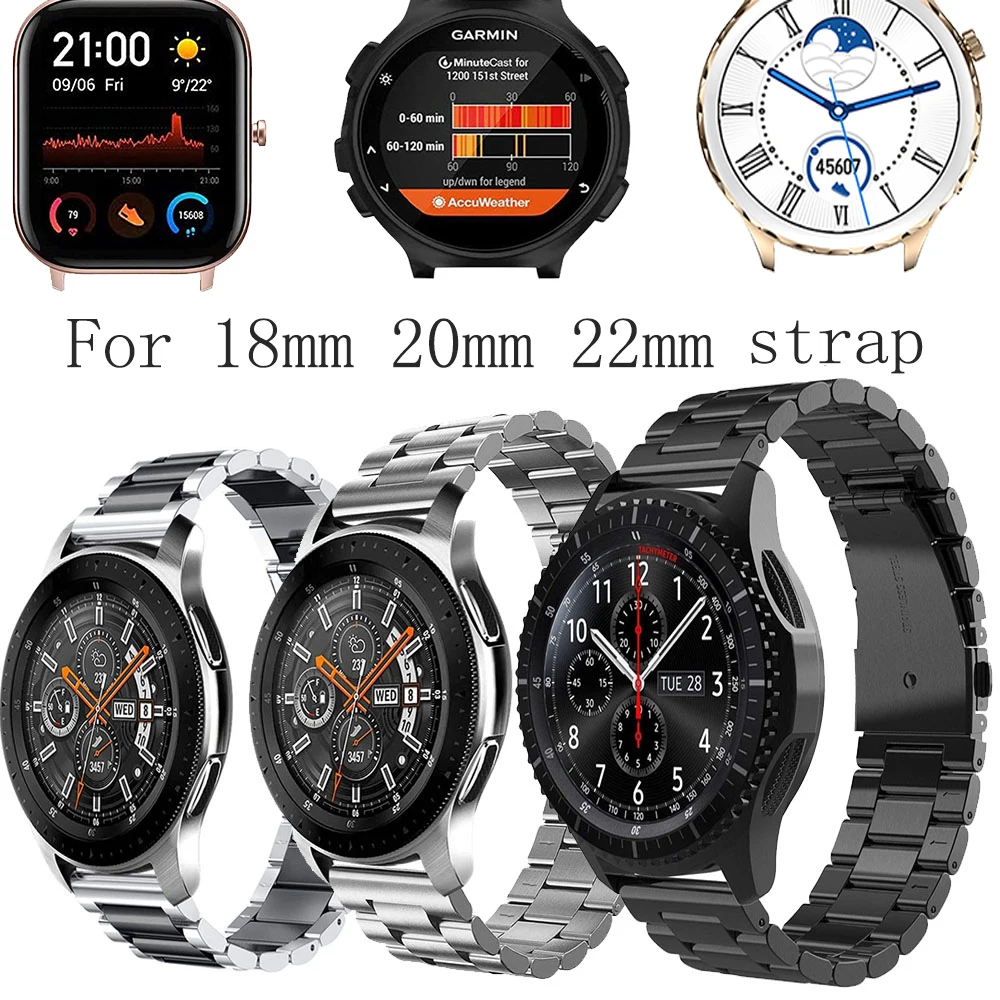 For Samsung Gear S3 22MM Frontie 20MM/18MM Band strap Galaxy Watch 46mm Band V-MORO Stainless Steel Metal  Bracelet Strap R800