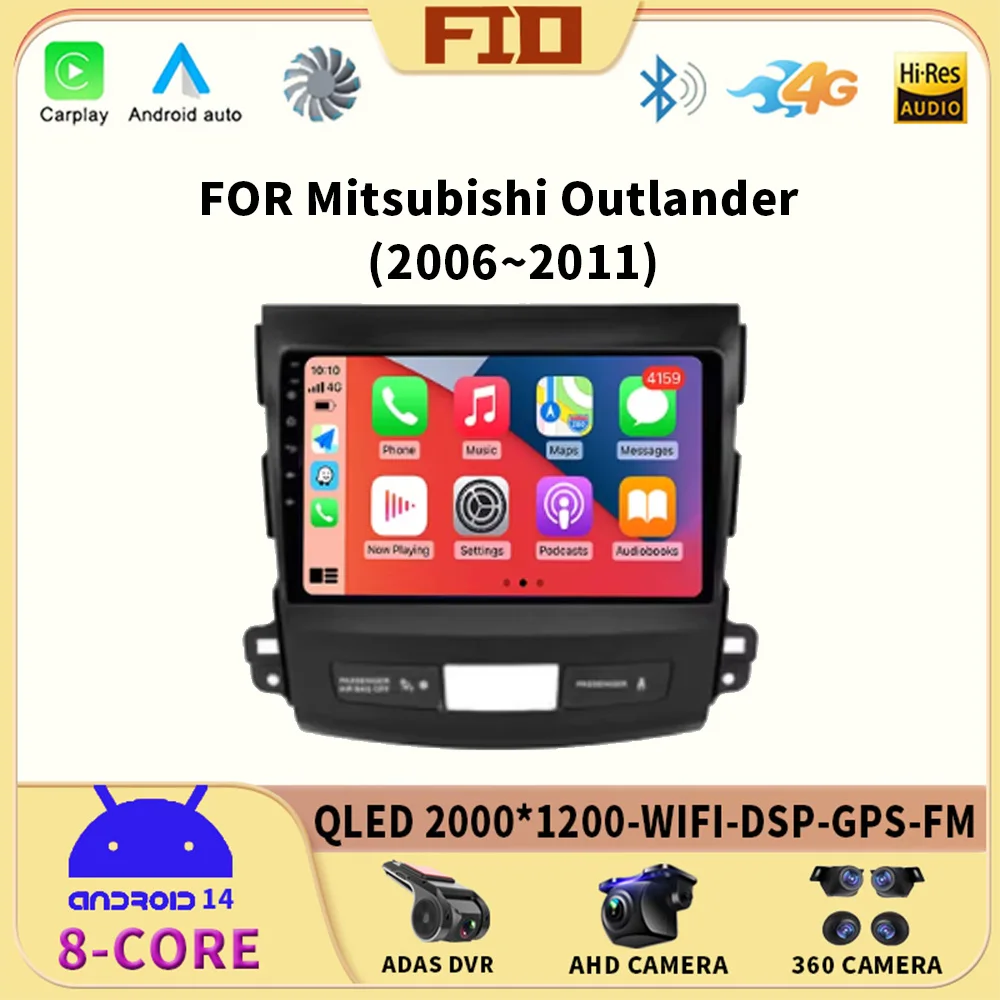 

8Core 2 Din Android 14 Car Radio Multimedia Player For Mitsubishi Outlander 2006-2011 Peugeot 4007 Citroen C-Crosser Carplay Gps