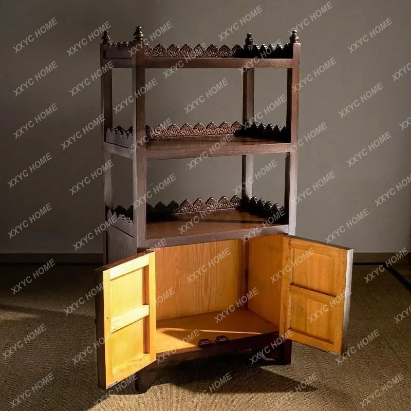 Multi-layer Partition Storage Rack Living Room Solid Wood Display Cabinet Tea Set Rack New Chinese Style Display Cabinet