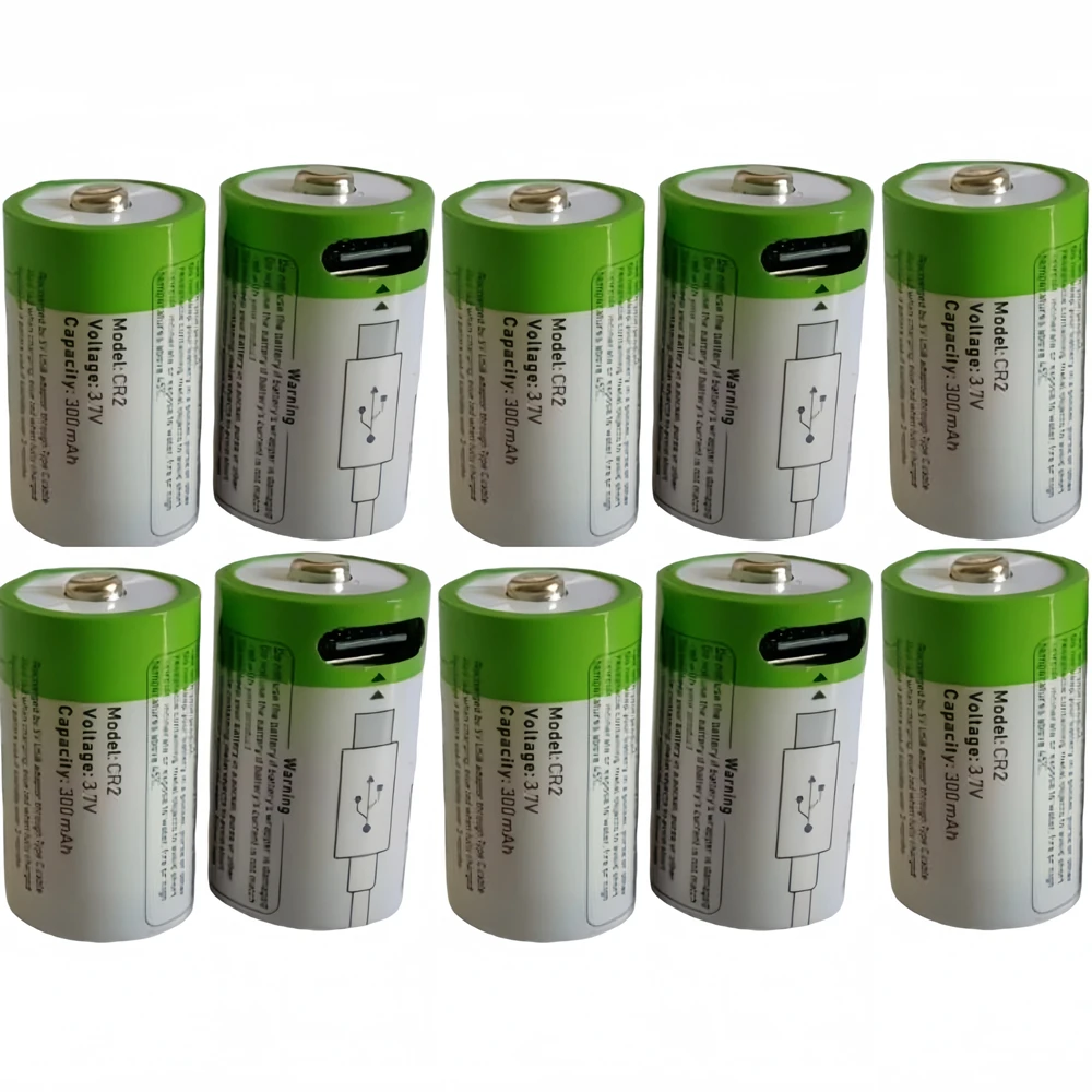 10pcs/lot 300mAh CR2 rechargeable battery 3.7V USB rechargeable lithium battery Polaroid rangefinder battery