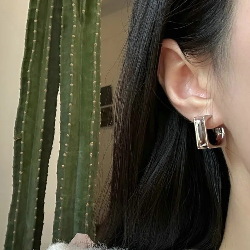 

VENTFILLE 925 Sterling Silver Geometry Concave Earrings for Women Ear Stud Niche Trend Punk Versatile Jewelry Gift Dropshipping