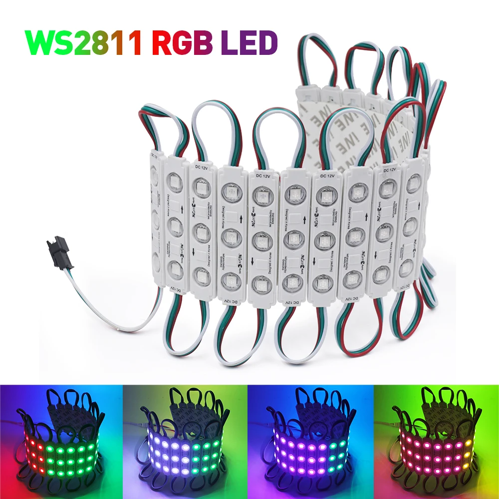 20*3 LEDs Waterproof WS2811 LED Module DC 12V SMD 5050 RGB Addressable Super Bright String Light Dream Full Color with Lens Lamp