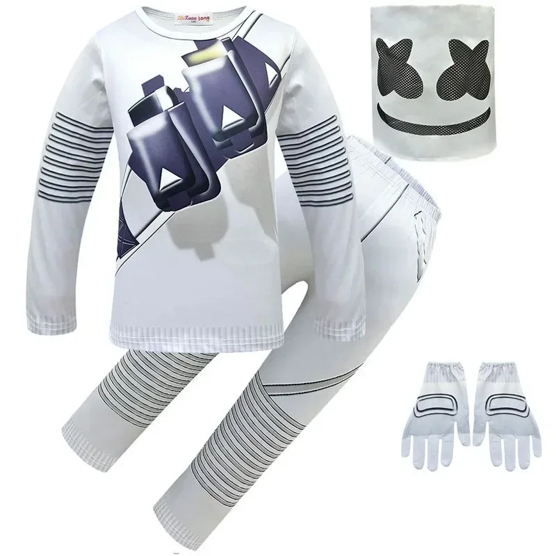 أزياء تنكرية للأطفال للأولاد أزياء الهالوين قناع DJ أزياء مثيرة للاهتمام قناع LED بدلة Fortnite أزياء حفلات الهالوين f