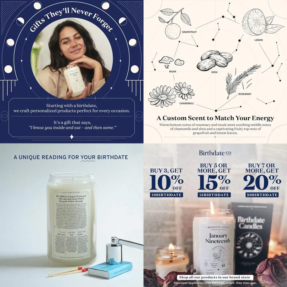 

Leo Zodiac Birthday Candle Gift - Natural Soy & Coconut Wax, Rosemary, Chamomile & Shea Scent, 60-80 Hours Burn