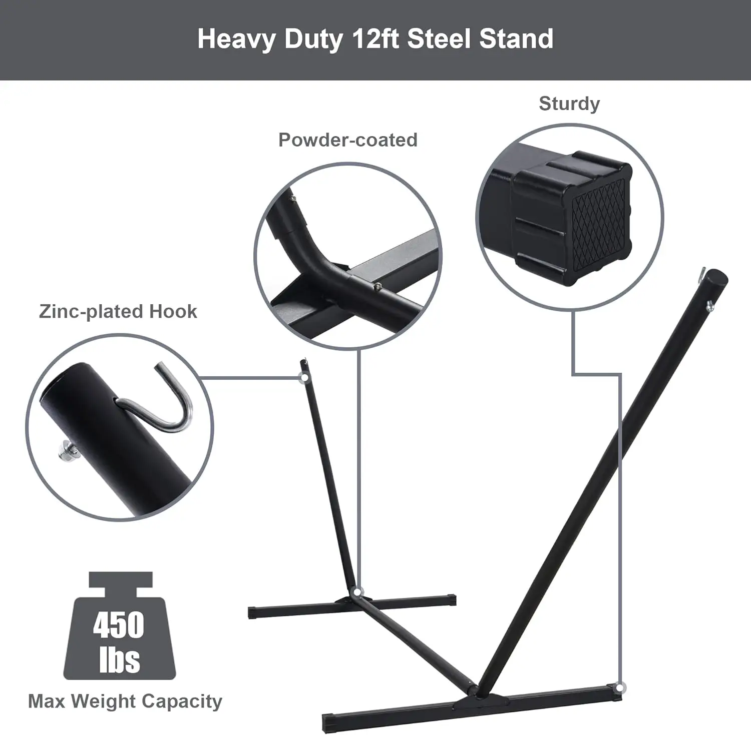 55in Hangmat Met Standaard, Zware Hangmat Met Standaard Inbegrepen, Tweepersoons Hangmat Met Gebogen Spreiderstang