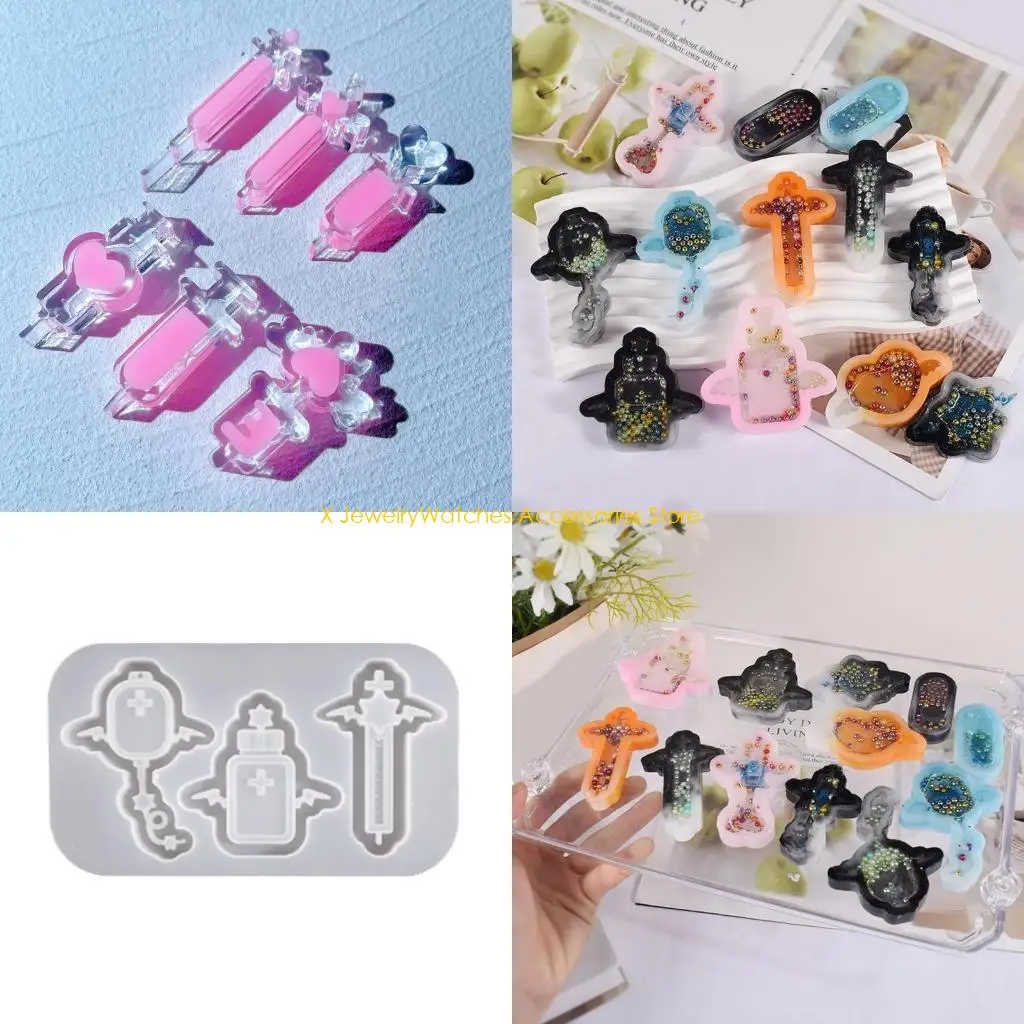 

31KD Clear Quicksands Silicone Molds Shaker Oil UV Resin Epoxy Keychain Mold For DIY Pendant Jewelry Making