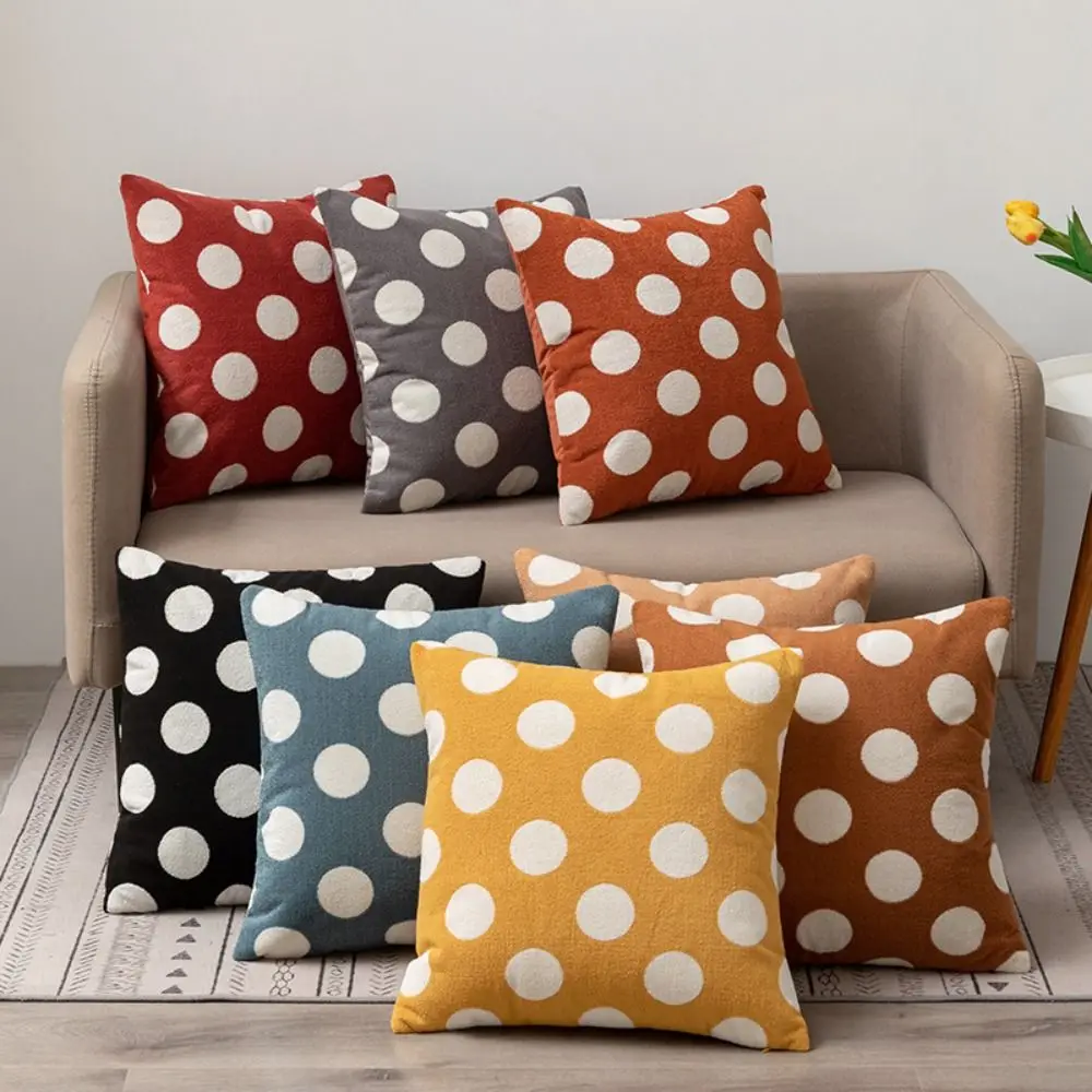 45x45cm Geometric Polka Dots Pillowcase Soft Cartoon Ins Wind Lint Pillowcase Creative Rectangular Throw Cushion Cover Adult