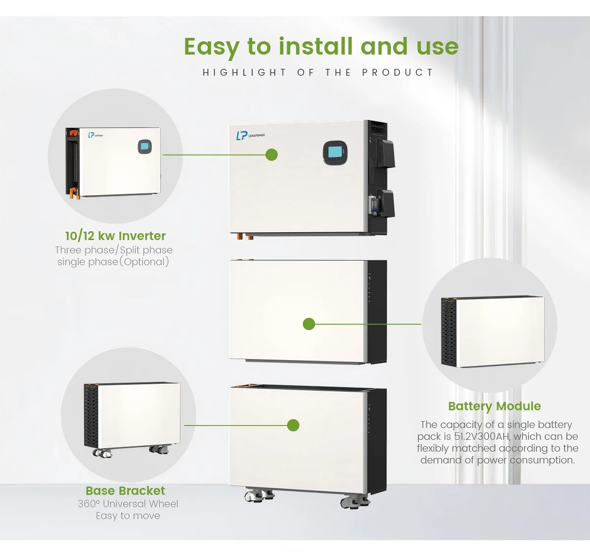 LP ESS Battery Hybrid Inverter Solar Energy Storage System All in One 30kwh/15Kwh Lithium Battery  280Ah LiFePO4 Power Station