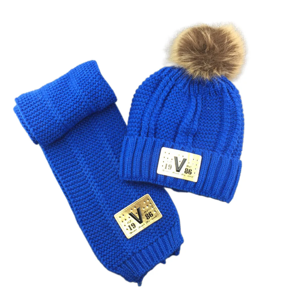 Conjunto de gorro y bufanda de punto para niños y niñas, gorro de invierno de 3 a 10 años, azul, rojo, amarillo, rosa y negro, 2 uds.