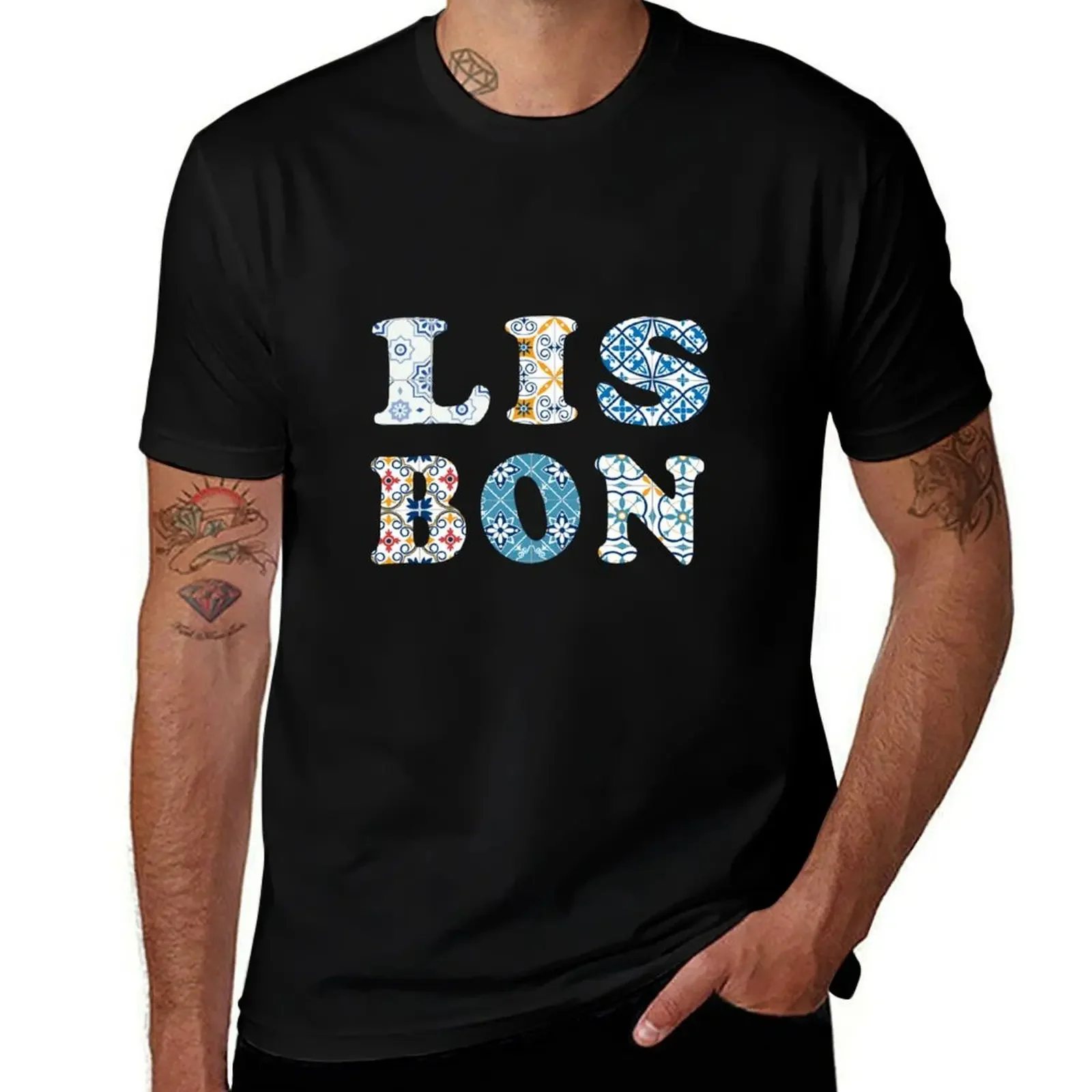 Lisbon Portuguese Tiles T-Shirt Louboutins plus size clothes mens t shirt