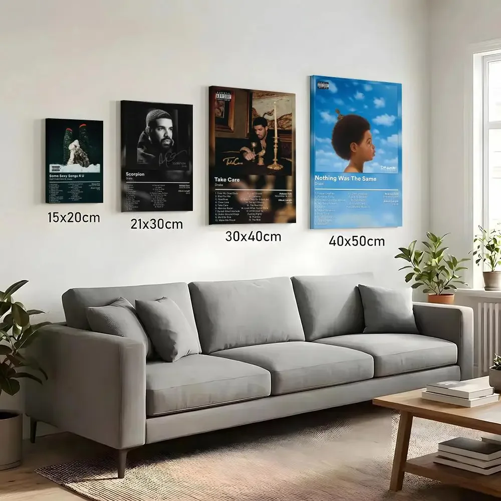 D-Drake Album Cover Rapper Painting Calligraphy HD Canvas Print Poster Wall Art | Optional Frame | Modern Hallway Decor