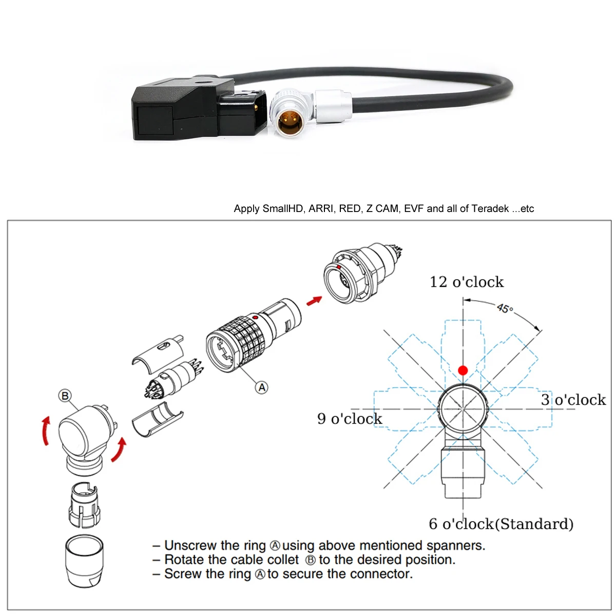 D-tap dtap to FGG 0B 2 Pin Male Teradek Power Cable for Z CAM E2C, E2 S6,E2 F6 F8 Camera