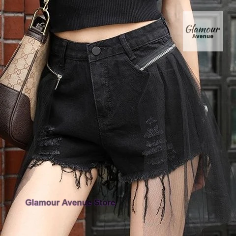 Francês retro desgastado destacável zíper malha calças de dança emagrecimento jeans feminino verão moda temperamento casual calças quentes