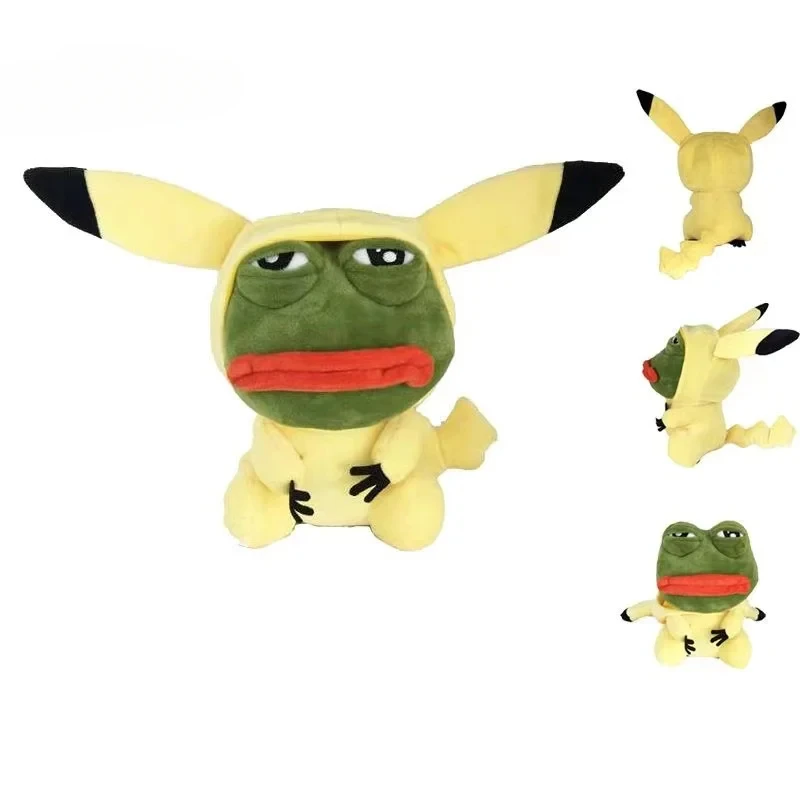 Cartoon Pokemon Pikachu Plush Toys Pillow Kawaii Anime Pikachu Cosplay Sad Frog Pepe Plush Doll Birthday Gift For Boys Girls