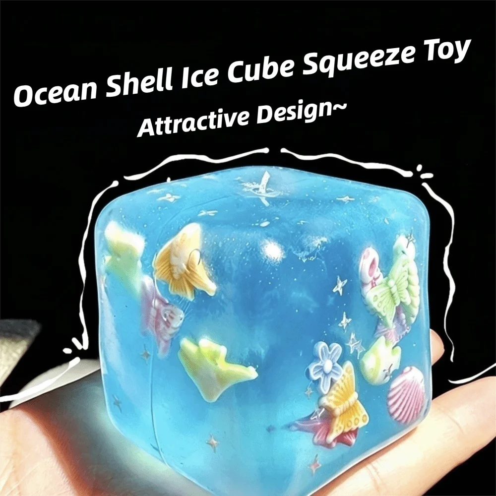 Pinch Super Soft Squishy Transparent Squishy Ocean Blocks Fidget Glitter Slow Rising Sensory School