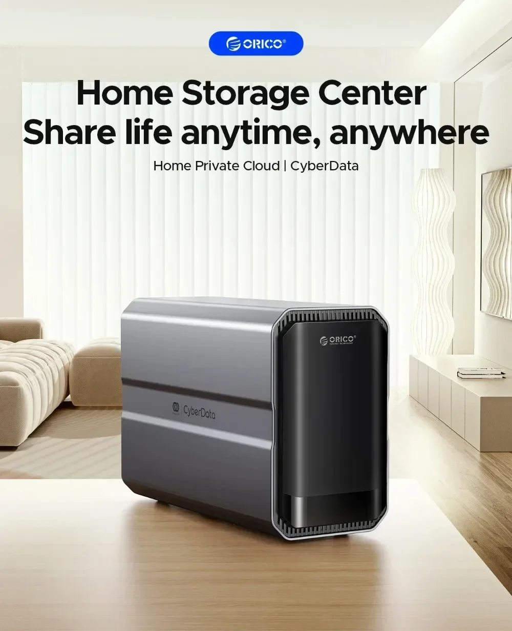 ORICO Nas Storage Home Storage 3,5" Dual-bay Typ-C NAS Home Multimedia Center Integrierte Festplatte Datenverschlüsselung Fernzugriff