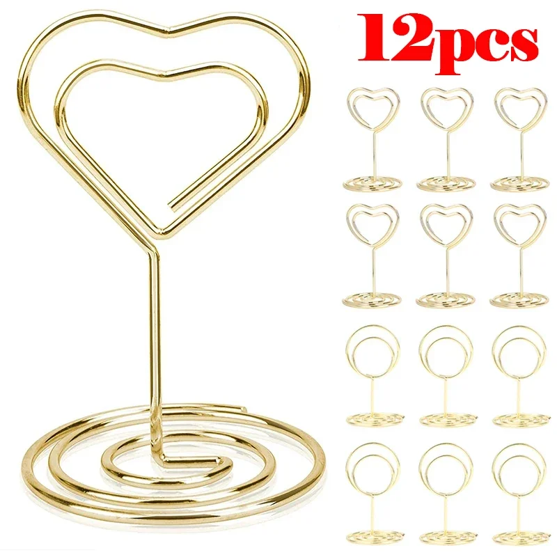 1/12pcs Wedding Table Sign Stand Metal Place Card Holders Photo Number Name Clip Stands Wedding Birthday Party Home Decoration