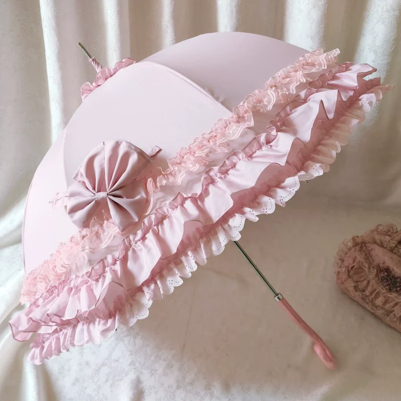 

New Birdcage Arch Sun Umbrella Lace Edge Girly Princess Umbrella