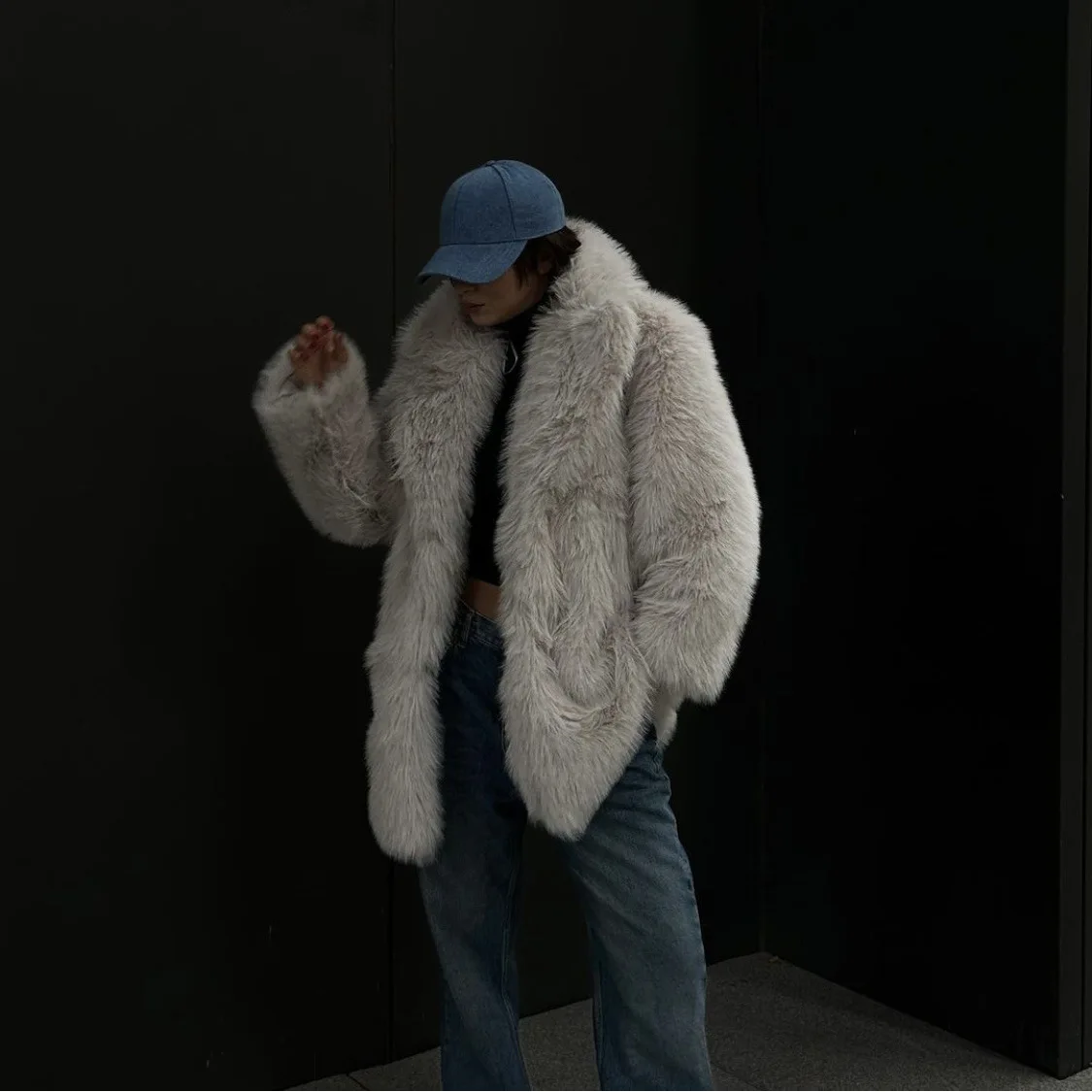 Manteau Long en fausse fourrure pour femme, manches longues, revers, chaud, épais, ample, nouvelle mode de luxe, veste moelleuse, vêtements d'extérieur, hiver