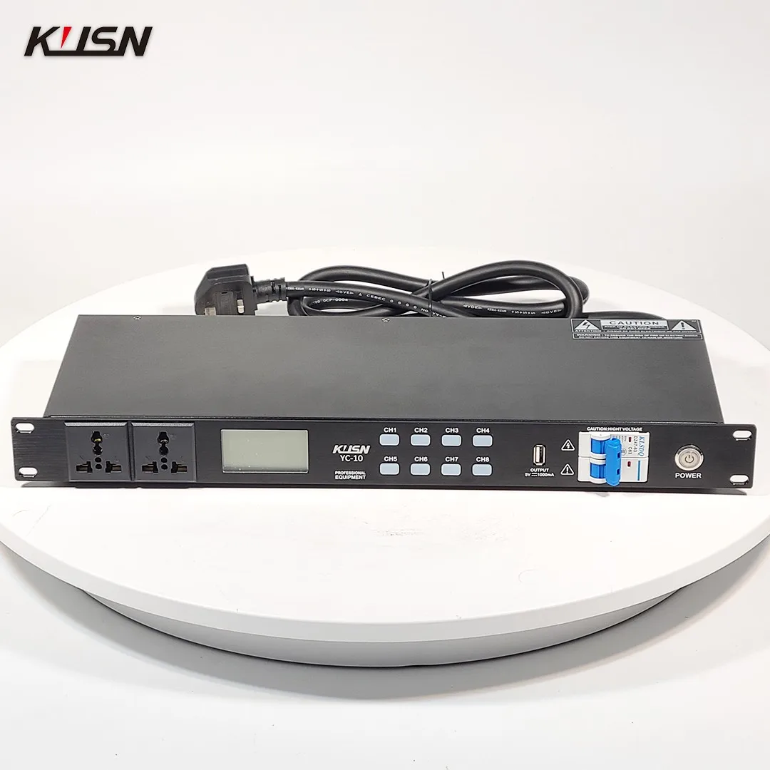 

8+2 Channel Switchable Power Sequencer Controller for Stage Conference Amplifier Audio Equipment 10 Channel Universal Socket
