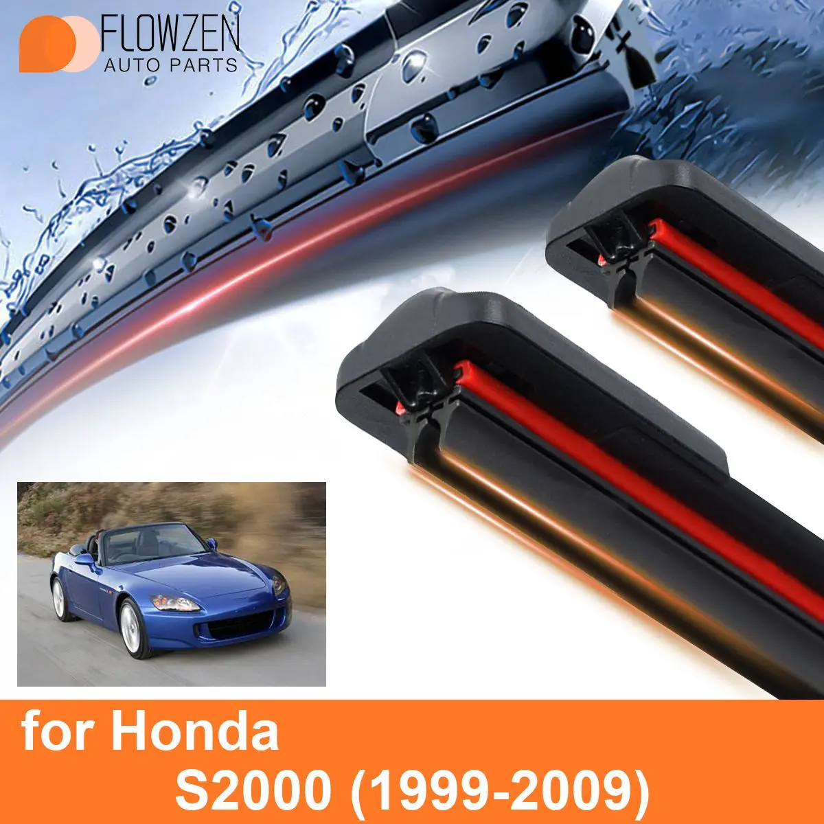 Car Windshield Wiper Blades for Honda S2000 Double Rubber Frameless Bracketless WipersSoft Accessories