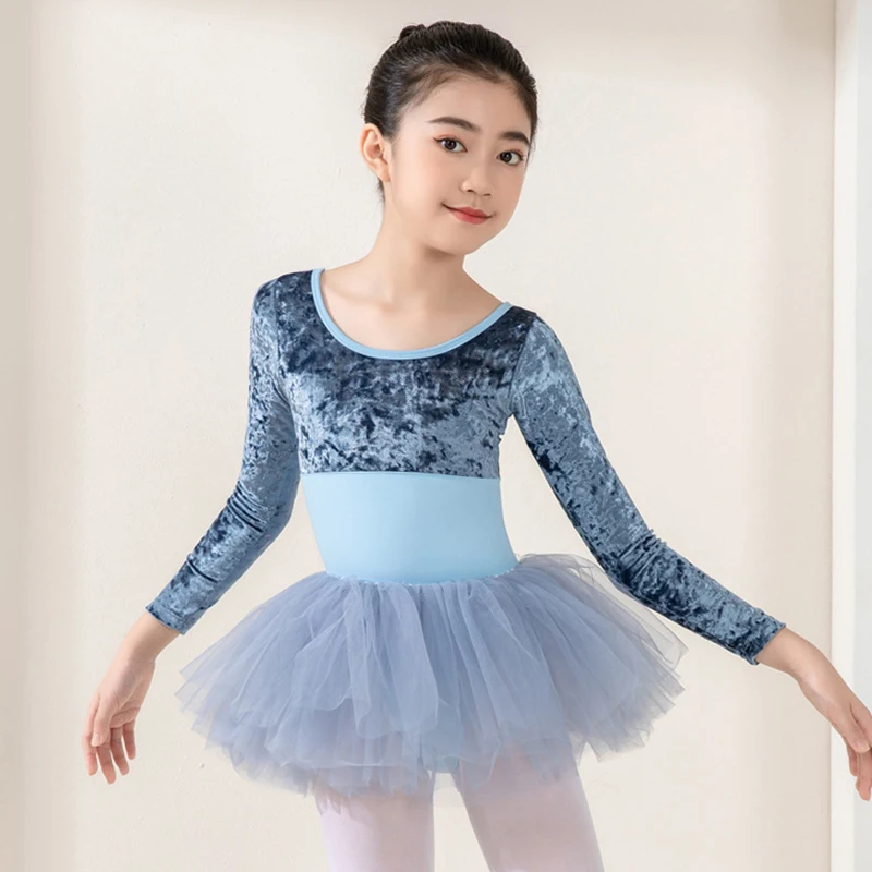 어린이 댄스 복장 발레 벨벳 연습 댄스 점프 슈트 키즈 소녀 긴 소매 댄스 체조 레오타드 발레리나 댄스웨어