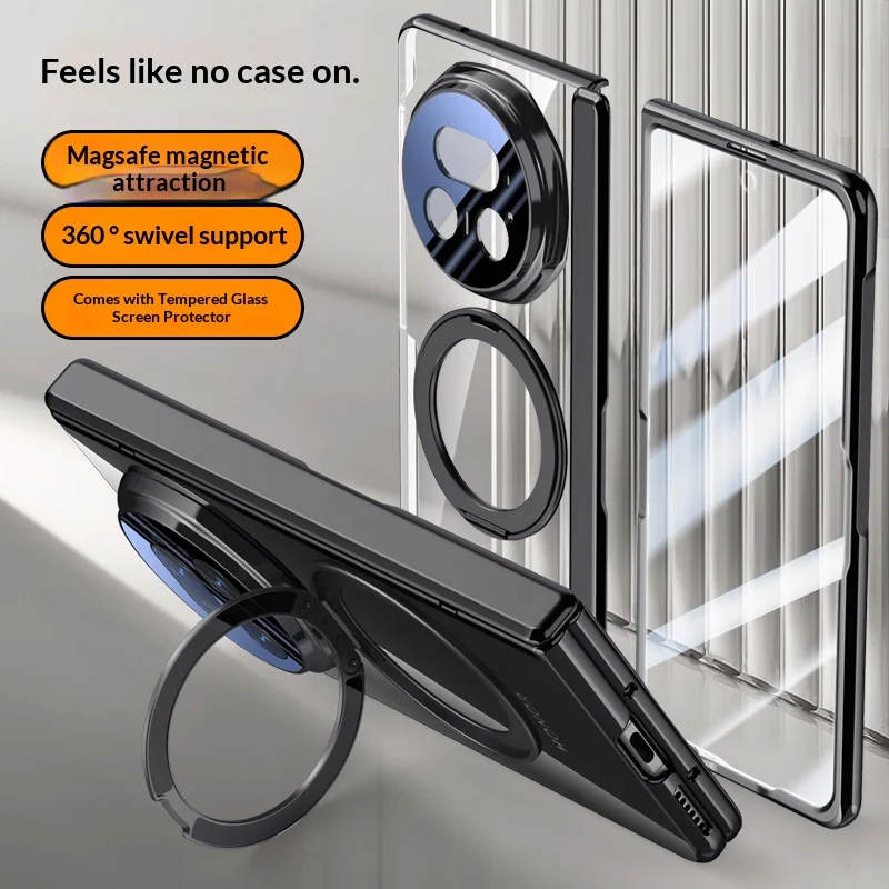 

360 ° Вращающийся держатель для телефона + высокопрозрачный акриловый чехол для Honor Magic V5 Vs3 V3, защита экрана, защита от падений, чехол для телефона