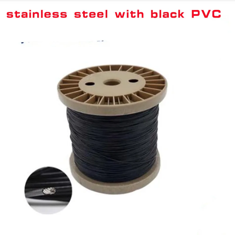Black PVC Plastic Coated Stainless Steel 304 Wire Rope Cable 0.4-4MM Diameter After Coating Flexible Soft Steel Cable