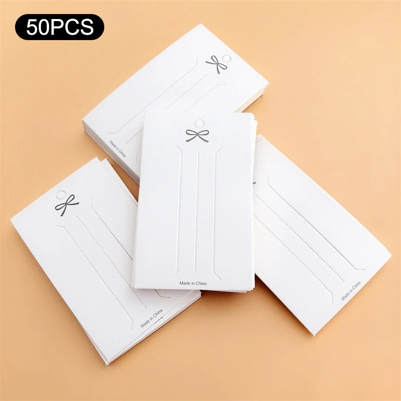 (BS)'Clearance sale 50PCS White hairpin card Trinket packaging hair display Cardboard Hair Clip