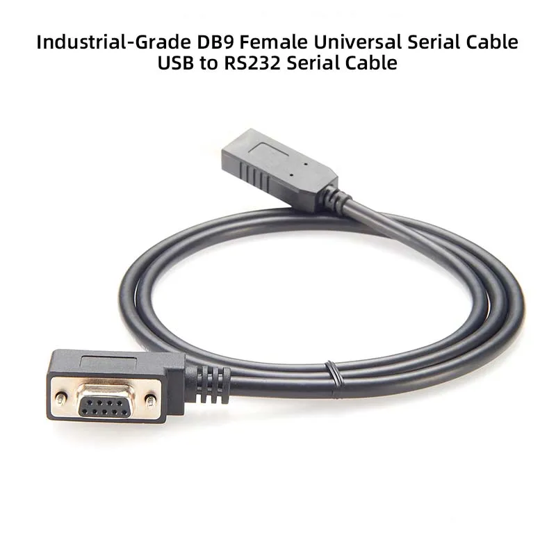 90-Degree Elbow USB to RS-232 Serial Cable with DB9 Female Connector, COM Port Converter Module with FTDI Chip