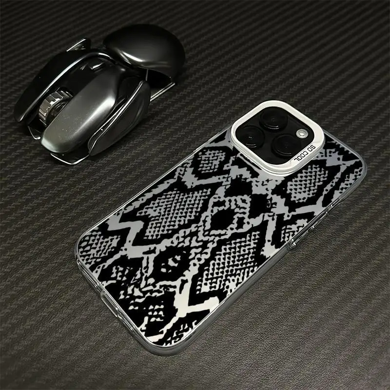 High-Grade Snakeskin Texture Phone Case For iPhone 15 14 13 12 11 Pro Max XR XS MAX 7 8 Plus MINI Y2K Soft Anti Fall Back Cover