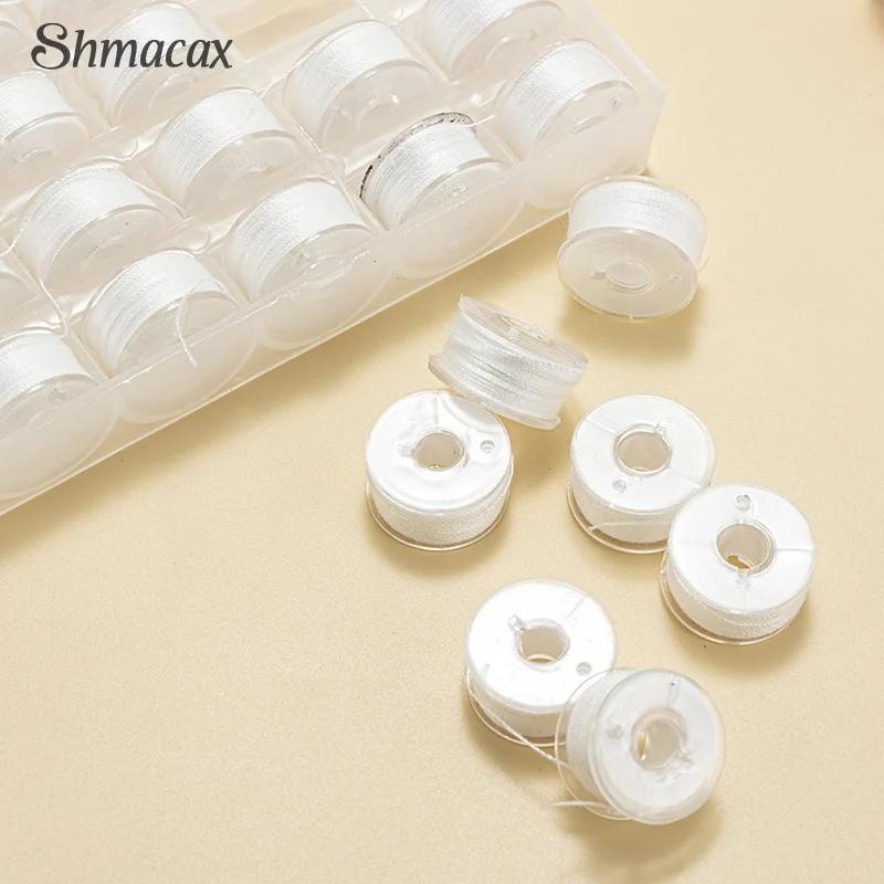 25/36pcs Household Sewing Machine Bobbin Lock Core Box Colorful Transparent Bobbin With Thread Bobbin Set Plastic Box