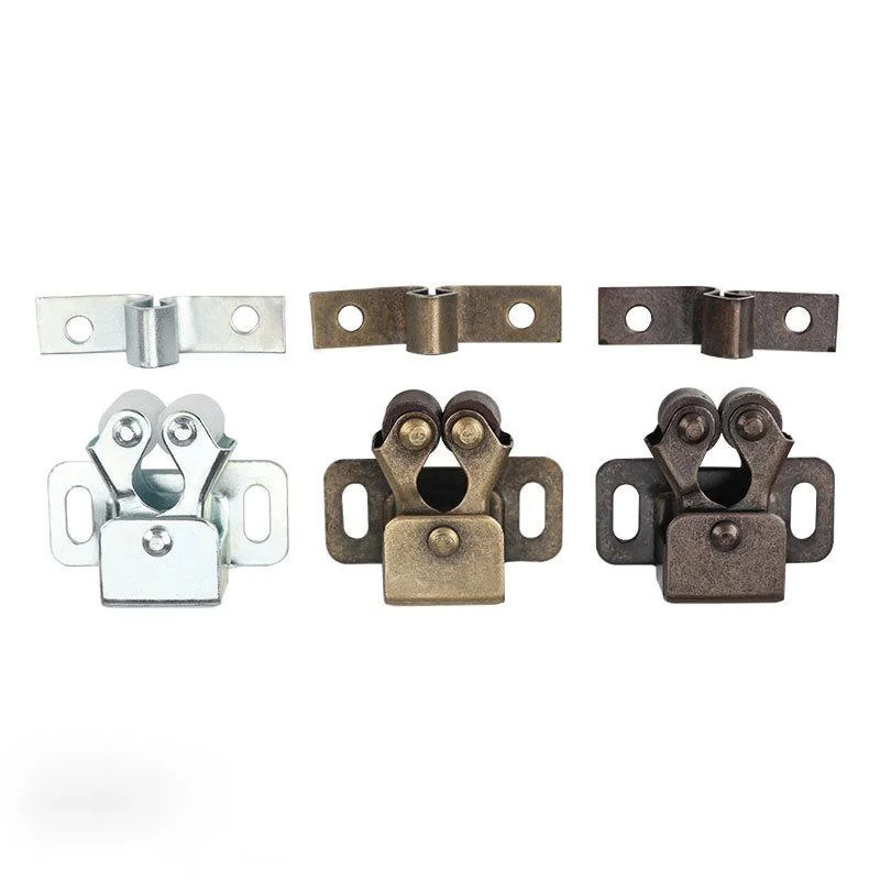 1Pcs Double Ball Roller Catches Cupboard Cabinet Door Latch Locks Hardware Tool Copper Double Roller Catch(Without Screws)