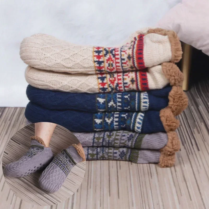 2026 New Home Slippers Socks Winter Thicken Velet Warm Floor Socks Women Men Snow Socks Sleep Carpet Socks Non-slip Yoga Socks