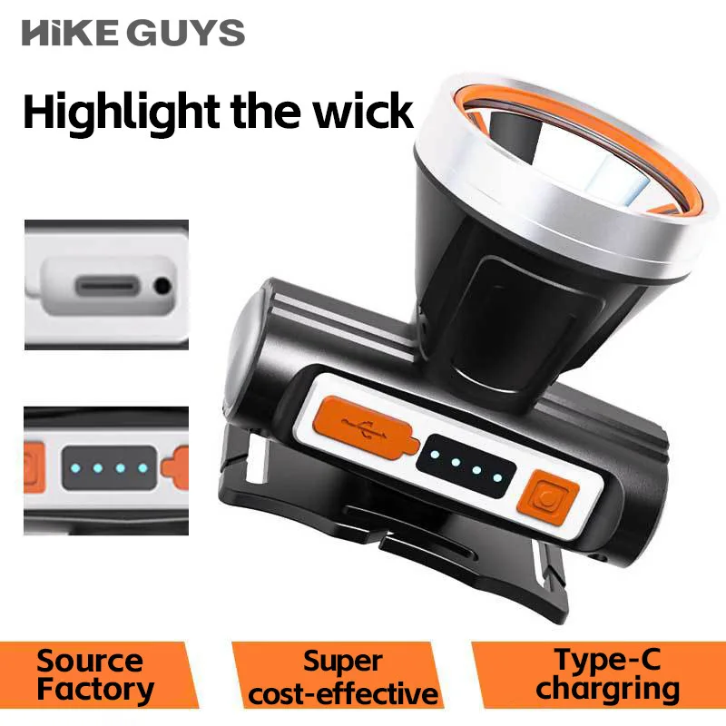 HOTOPLEDS New Outdoor Night Fishing Light Portable Hiking Work Light Rechargeable Head Mounted Lighting LED Mini Small Headlight
