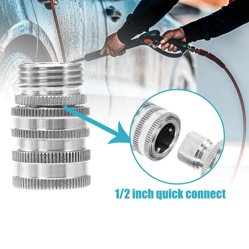 Pressure Washer Adapter Set M22 To 3/8 Inch Quick Disconnect Kit Male M22 Hose Adapter Stainless Steel  9-Pack