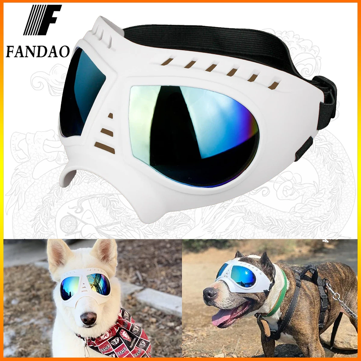 

Dog Goggles for Large Dogs Wide Nose Soft Frame Anti-UV Tactical Dog Sunglasses Medium to Large Breed Summer Driving Dog Eyes