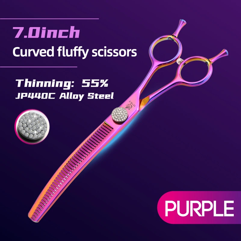Fenice 7.25 inch Professional Curved Chunker Pet Grooming Scissors 6