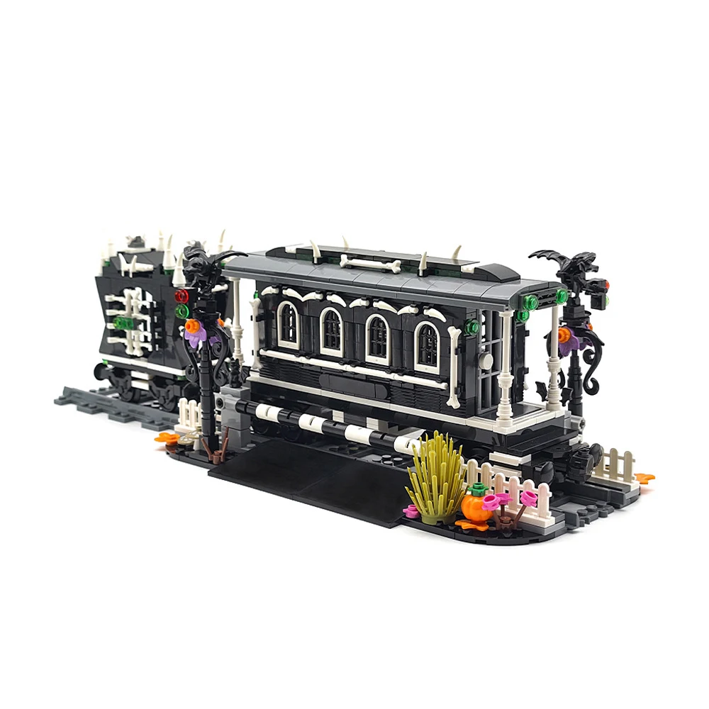 

Совместим с LEGO Halloween Style Железнодорожный автомобиль Сцена MOC Строительные блоки Поезд Карета/Поезд Перехрестя Проход Кирпичи Игрушки