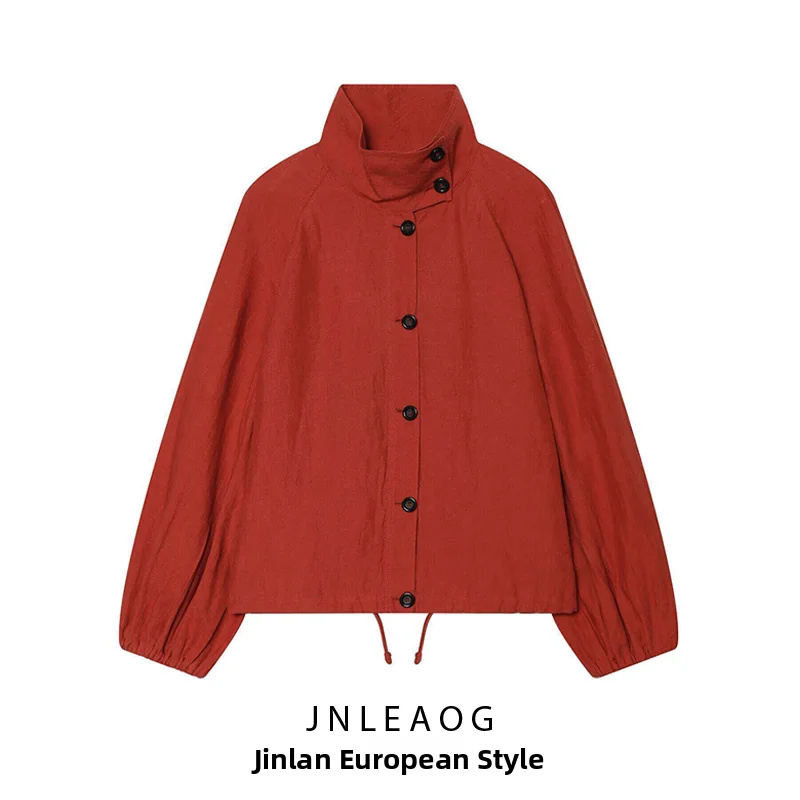 

JNLEAOG Summer New Women's Fashion Pilot Jacket Coat Polyester Standard Fit Long Sleeve Regular Length European Style Outerwear