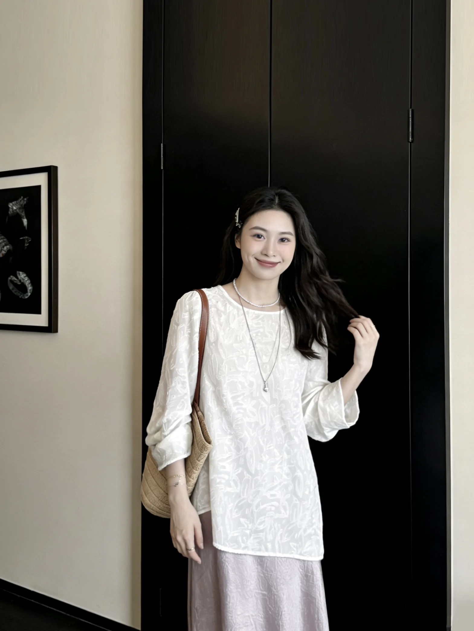 

Retro Korean Sle Lace Splice Long Sve T-irt Women's Spring Loose Fit Slimming Top Casual Sle Polyester Fiber