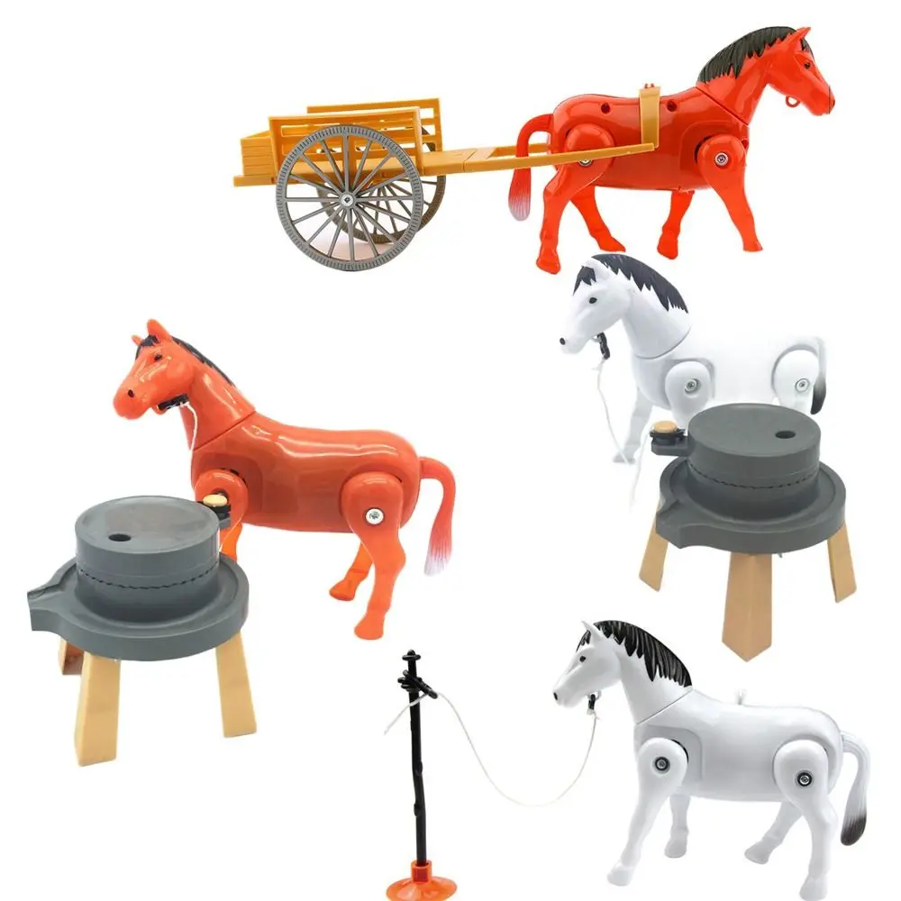 Jouet de Cowcling Cheval Drôle, Véhicule Tiré à Cheval Créatif en Plastique, Mini Jouets Sensoriels, Jouets de Simulation d'Instituts d'anlande