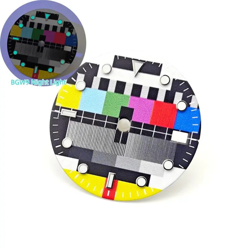 28.5mm Retro TV Test Pattern No Signal Surface BGW9 Luminous For NH35 NH36 Movement Modified Mechanical Watch Accessor